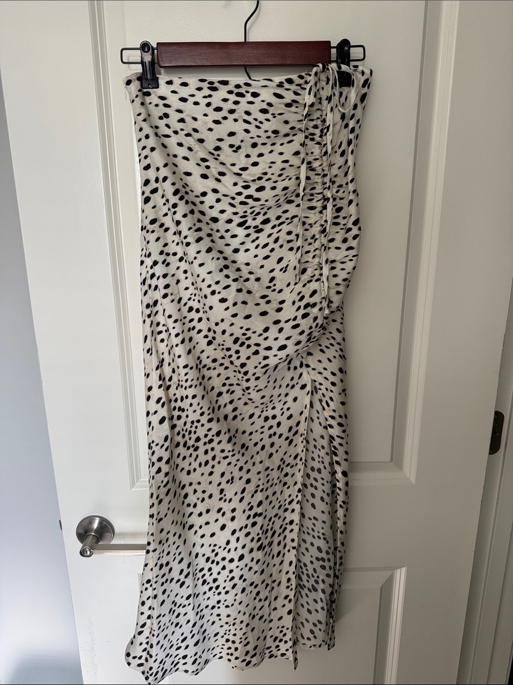 Cider Cream & Black Spot Wrap Midi Skirt